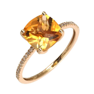 14KY Citrine and Diamond Ring