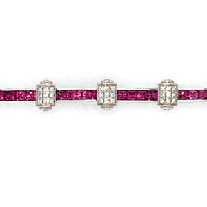 Estate - 18KW Charriol Flamme Blanche Pink Sapphire and Diamond Bracelet